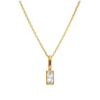 9ct Gold Baguette Clear CZ Necklace 16 - 20 Inches