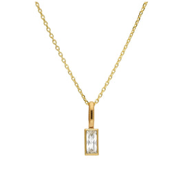 9ct Gold Baguette Clear CZ Necklace 16 - 20 Inches