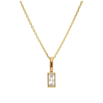 9ct Gold Baguette Clear CZ Necklace 16 - 20 Inches