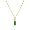 9ct Gold Baguette Emerald CZ Necklace 16 - 20 Inches