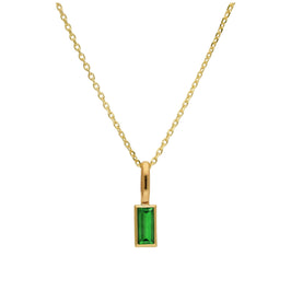 9ct Gold Baguette Emerald CZ Necklace 16 - 20 Inches