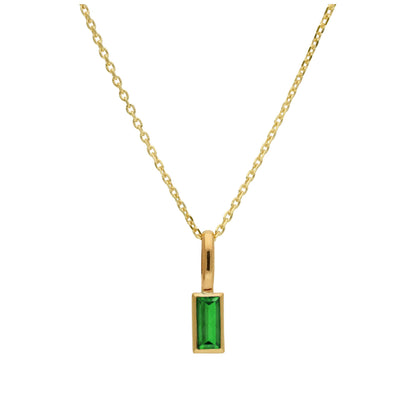 9 Karat Gold Baguette Smaragd CZ Halskette 16 - 51cm