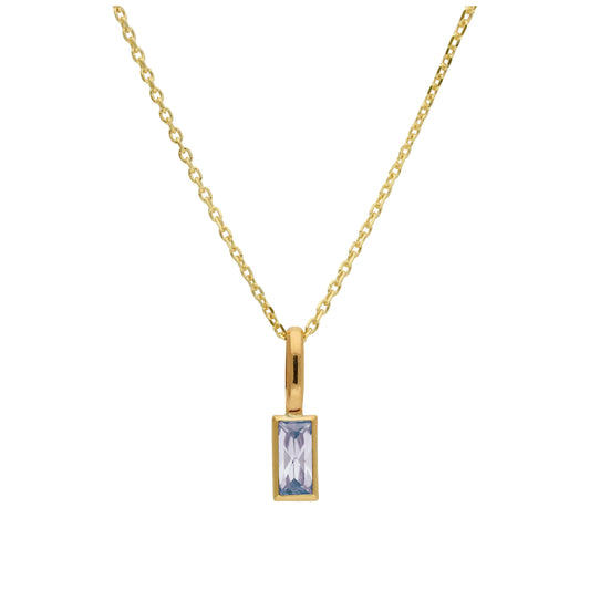 9ct Gold Baguette Alexandrite CZ Necklace 16 - 20 Inches