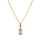 9ct Gold Baguette Alexandrite CZ Necklace 16 - 20 Inches