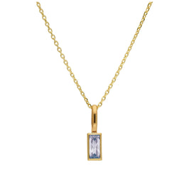 9ct Gold Baguette Alexandrite CZ Necklace 16 - 20 Inches