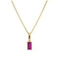 9ct Gold Baguette Ruby CZ Necklace 16 - 20 Inches