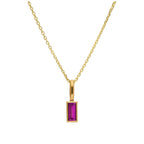 9ct Gold Baguette Ruby CZ Necklace 16 - 20 Inches