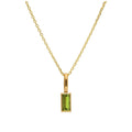 9ct Gold Baguette Peridot CZ Necklace 16 - 20 Inches