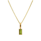 9ct Gold Baguette Peridot CZ Necklace 16 - 20 Inches