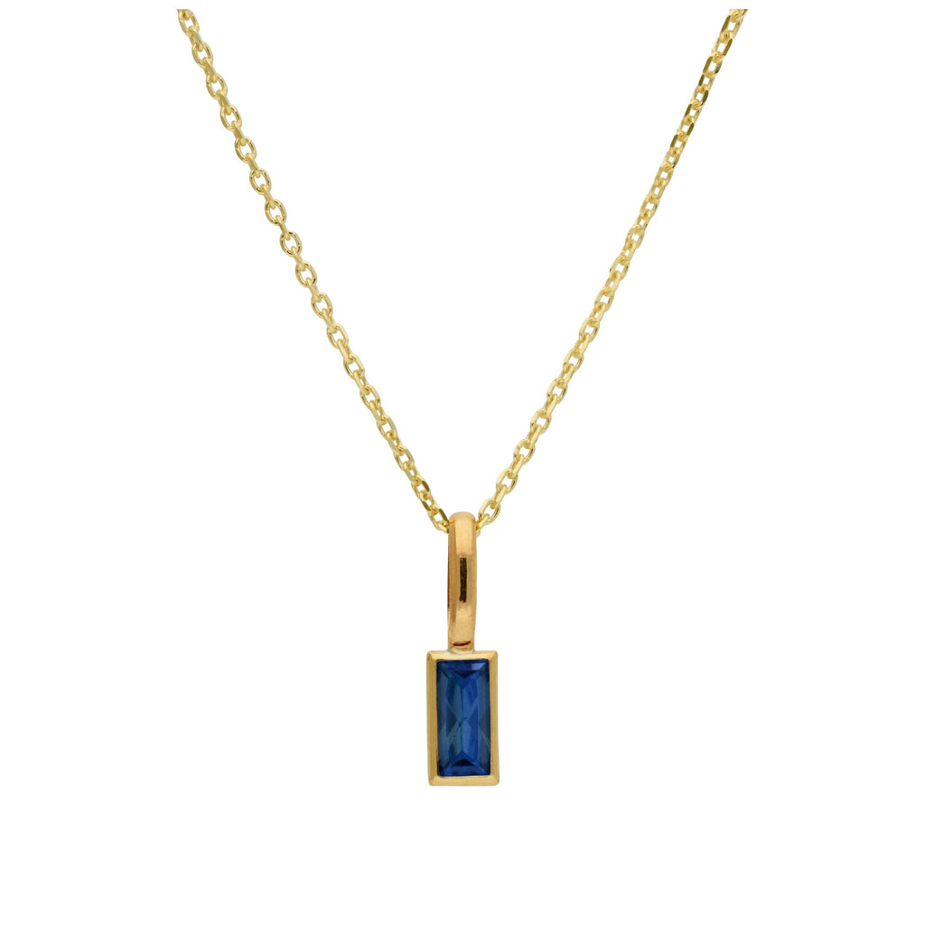 9ct Gold Baguette Sapphire CZ Necklace 16 - 20 Inches