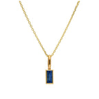 9ct Gold Baguette Sapphire CZ Necklace 16 - 20 Inches