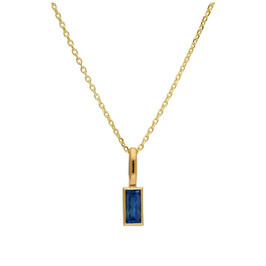 9ct Gold Baguette Sapphire CZ Necklace 16 - 20 Inches