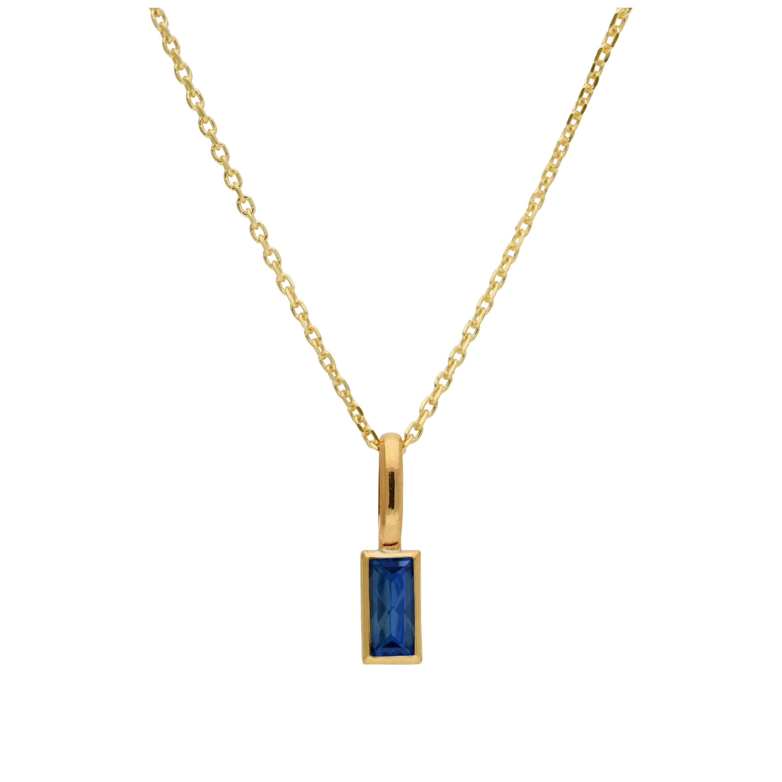 9ct Gold Baguette Sapphire CZ Necklace 16 - 20 Inches