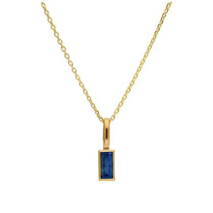 9ct Gold Baguette Sapphire CZ Necklace 16 - 20 Inches