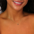 9ct Gold Baguette Sapphire CZ Necklace 16 - 20 Inches