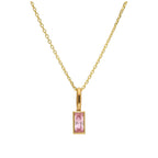9ct Gold Baguette Tourmaline CZ Necklace 16 - 20 Inches