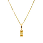 9ct Gold Baguette Citrine CZ Necklace 16 - 20 Inches