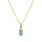 9ct Gold Baguette Tanzanite CZ Necklace 16 - 20 Inches