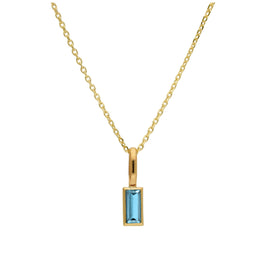 9ct Gold Baguette Tanzanite CZ Necklace 16 - 20 Inches