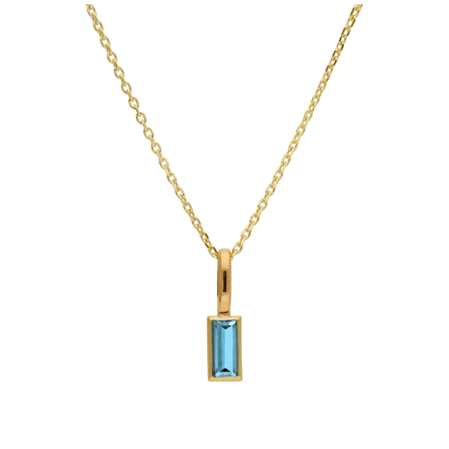 9ct Gold Baguette Tanzanite CZ Necklace 16 - 20 Inches