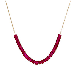 9ct Gold July Birthstone Ruby CZ Necklace