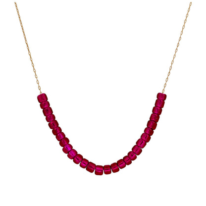 9ct Gold July Birthstone Ruby CZ Necklace