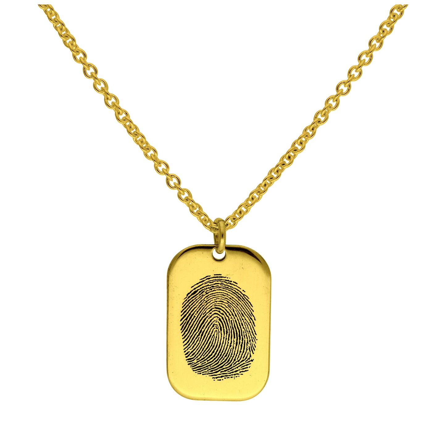 Bespoke Gold Plated Sterling Silver Dog Tag Fingerprint Necklace 16-24 Inches