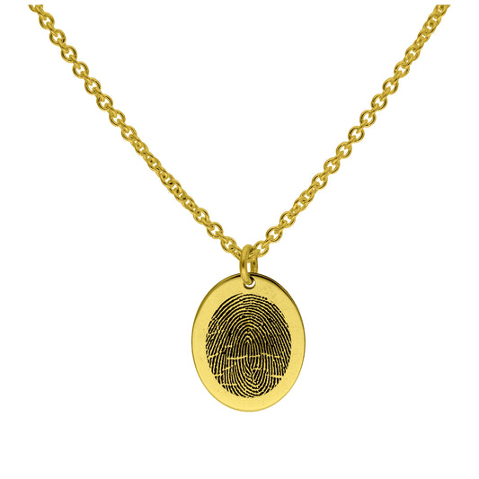 Bespoke Gold Plated Sterling Silver Oval Fingerprint Necklace 16 - 24 Inches