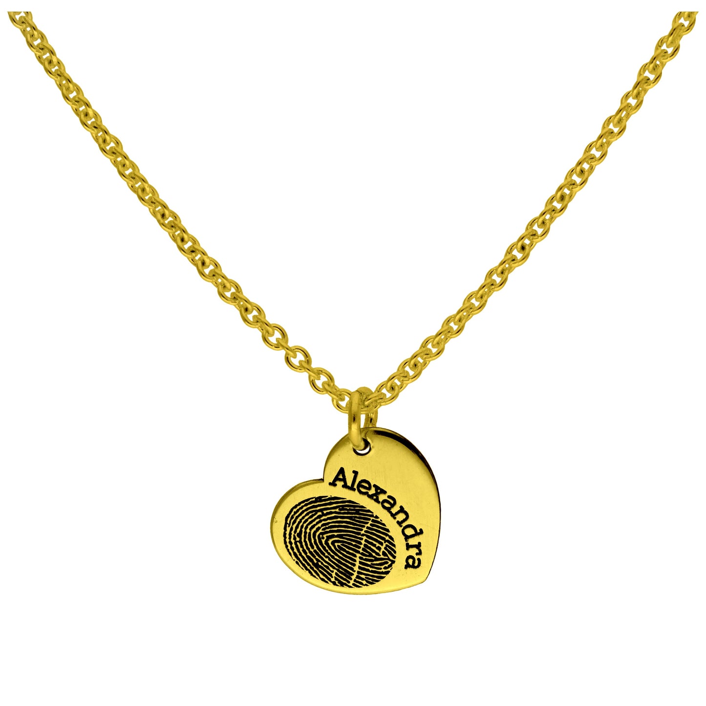 Maßgefertigt Vergoldet Sterlingsilber Fingerabdruck Herz Name Halskette 16 - 61cm