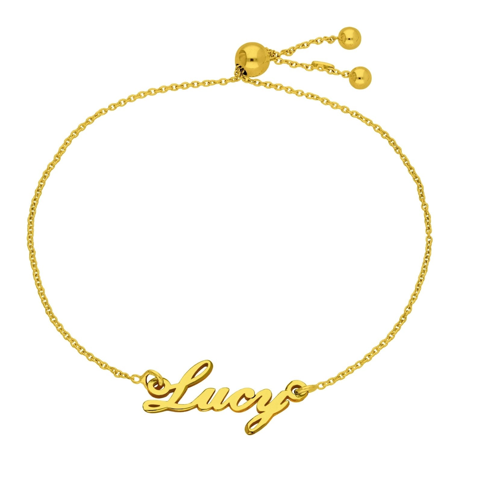 Bespoke Gold Plated Sterling Silver Name Script Adjustable Bracelet - jewellerybox