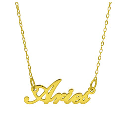 Bespoke Gold Plated Sterling Silver Aries Star Sign 17 Inches Necklace