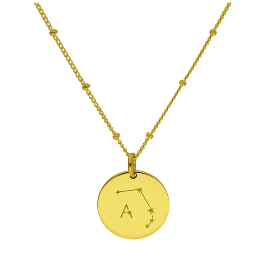 Bespoke Gold Plated Sterling Silver Aries Constellation & Initial Necklace 12-24 Inch