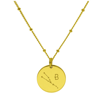 Bespoke Gold Plated Sterling Silver Taurus Constellation & Initial Necklace 12-24 Inch