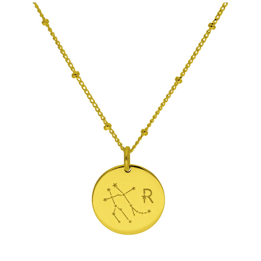 Bespoke Gold Plated Sterling Silver Gemini Constellation & Initial Necklace 12-24 Inch