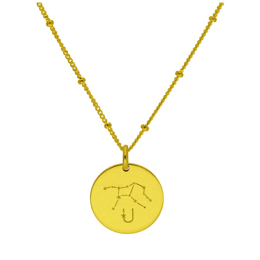 Bespoke Gold Plated Sterling Silver Virgo Constellation & Initial Necklace 12-24 Inch