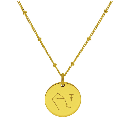 Maßgefertigt Vergoldet Sterlingsilber Waage Sternzeichen & Initialen Halskette Waage 30,5 - 61cm