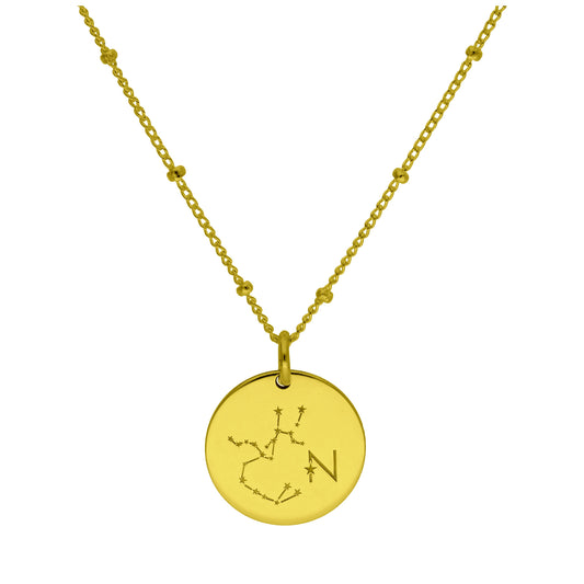 Bespoke Gold Plated Sterling Silver Sagittarius Constellation & Initial Necklace 12-24 Inch