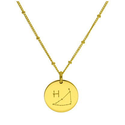 Bespoke Gold Plated Sterling Silver Capricorn Constellation & Initial Necklace 12-24 Inch