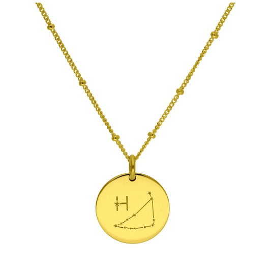 Bespoke Gold Plated Sterling Silver Capricorn Constellation & Initial Necklace 12-24 Inch