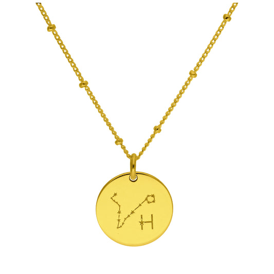 Bespoke Gold Plated Sterling Silver Pisces Constellation & Initial Necklace 12-24 Inch