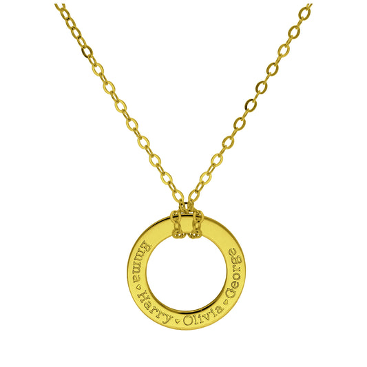 Bespoke Gold Plated Sterling Silver Name Circle Necklace 16-28 Inches