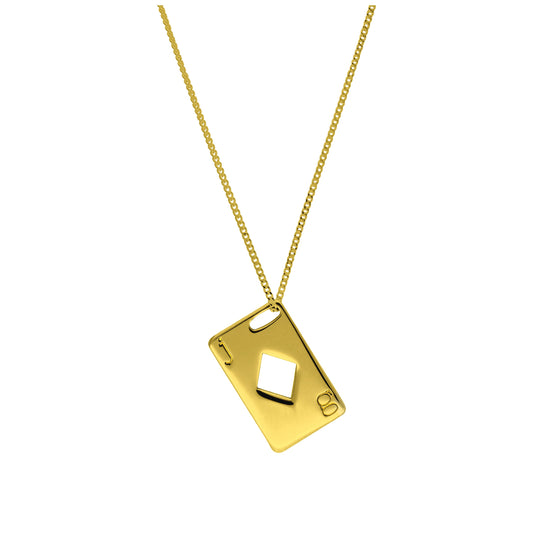 Bespoke Gold Plated Sterling Silver Diamonds Playing Card Necklace 14-32 Inches