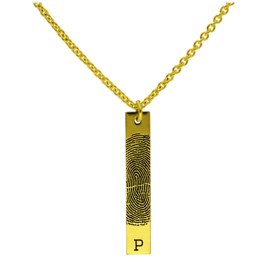Maßgefertigt Vergoldet Sterlingsilber Fingerabruck Hängeschild Initialen Halskette 16 - 61cm