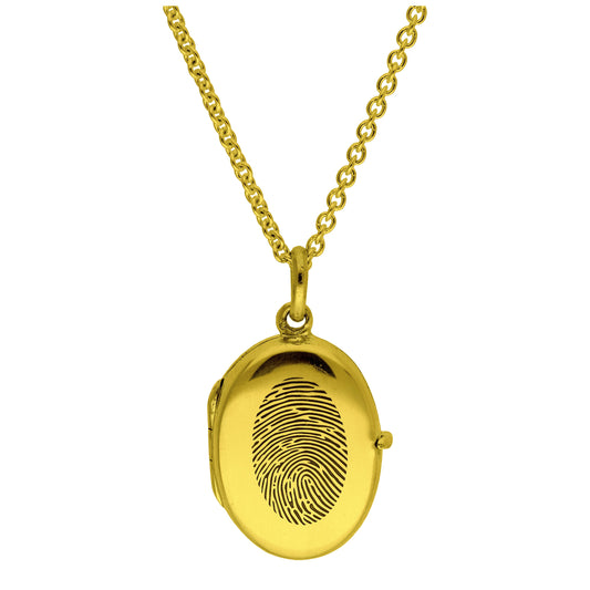 Maßgefertigt Vergoldet Sterlingsilber Fingerabdruck Medaillon Halskette 16 – 24