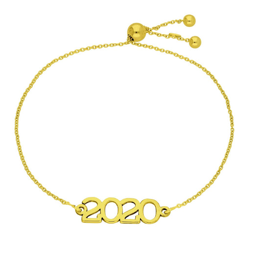 Bespoke Gold Plated Sterling Silver Adjustable Year Bracelet - jewellerybox