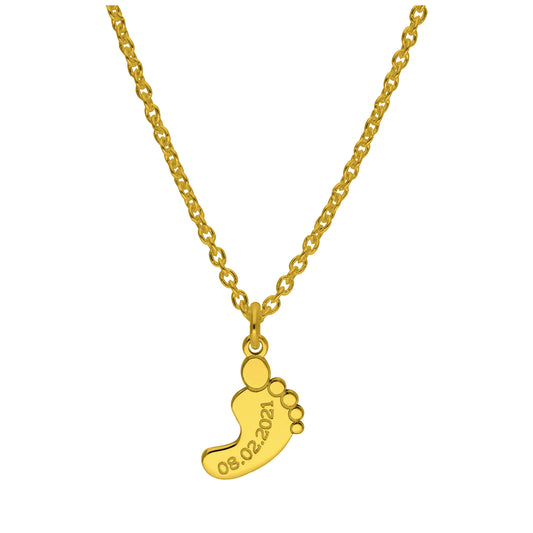 Bespoke Gold Plated Sterling Silver Baby Foot Name Necklace 16 - 24 Inches