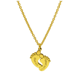 Bespoke Gold Plated Sterling Silver Baby Feet Name Necklace 16 - 24 Inch