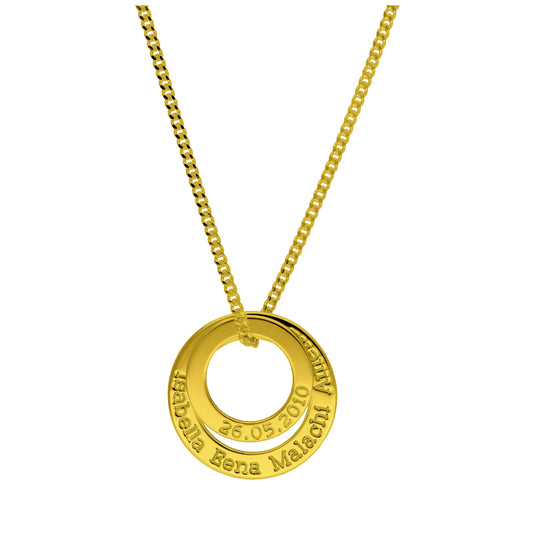 Bespoke Gold Plated Sterling Silver Double Circle Name Necklace 16 - 24 Inches