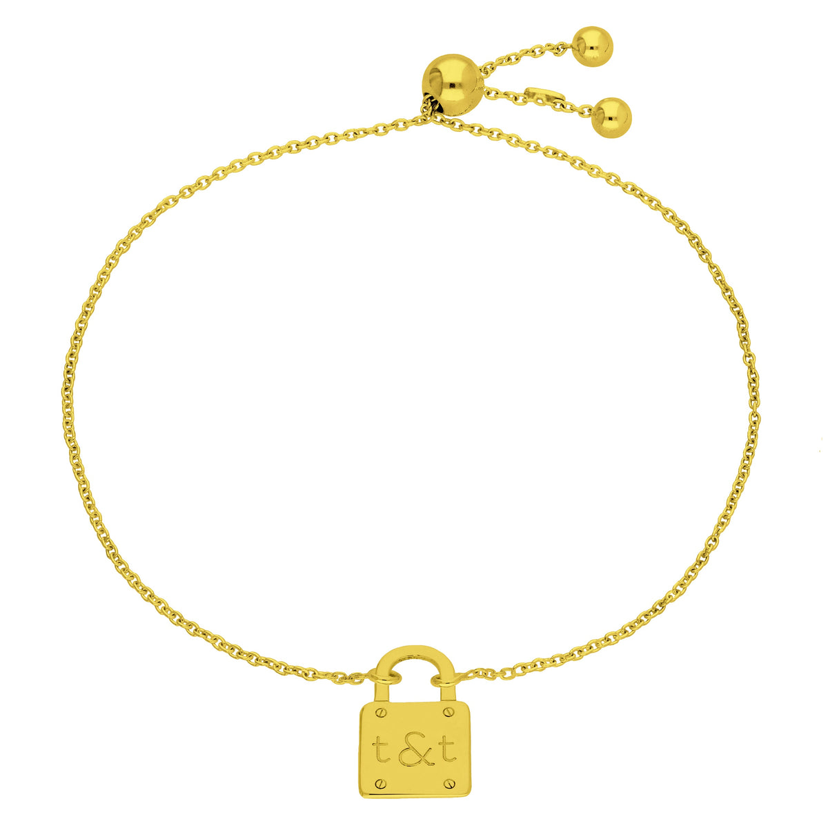 Bespoke Gold Plated Sterling Silver Initials & Padlock Bracelet