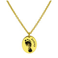 Bespoke Gold Plated Sterling Silver Footprint Oval Name Necklace 16 - 24 Inches